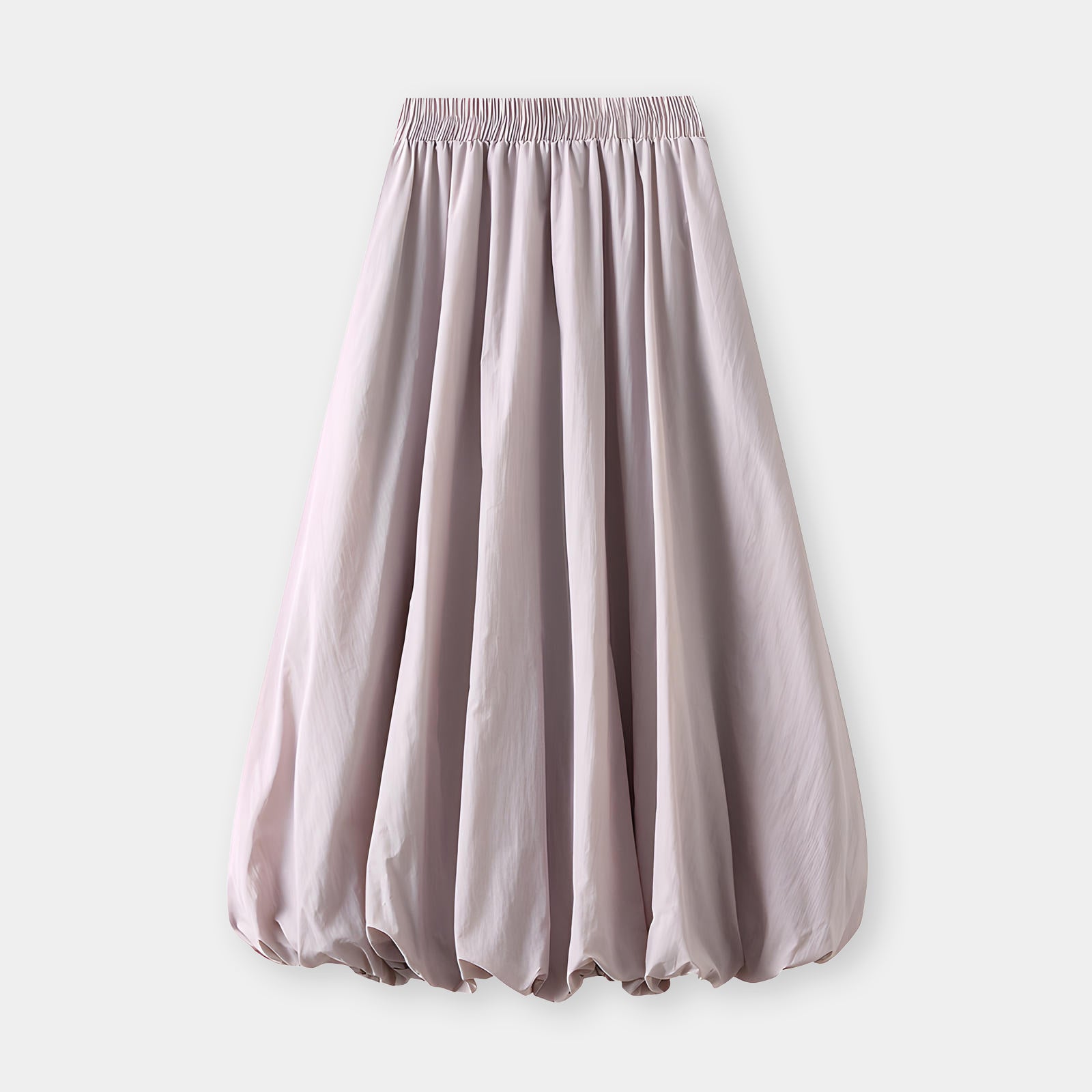A-line High Waisted Mid Length Lantern Skirt With Both Side Pockets - 0503_PURPLE