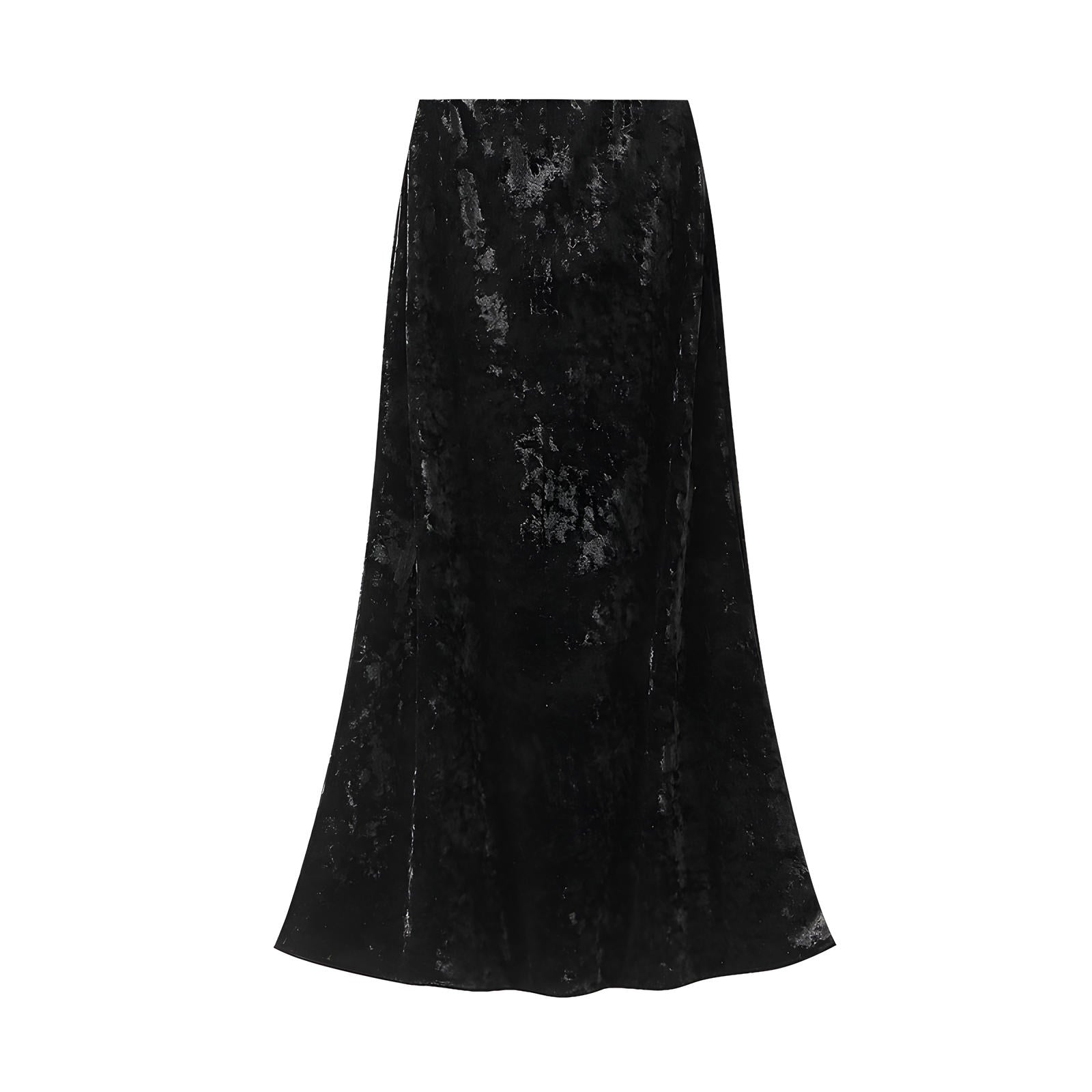 Luxury Velvet Mermaid Style Black Skirt - 0517_BLA