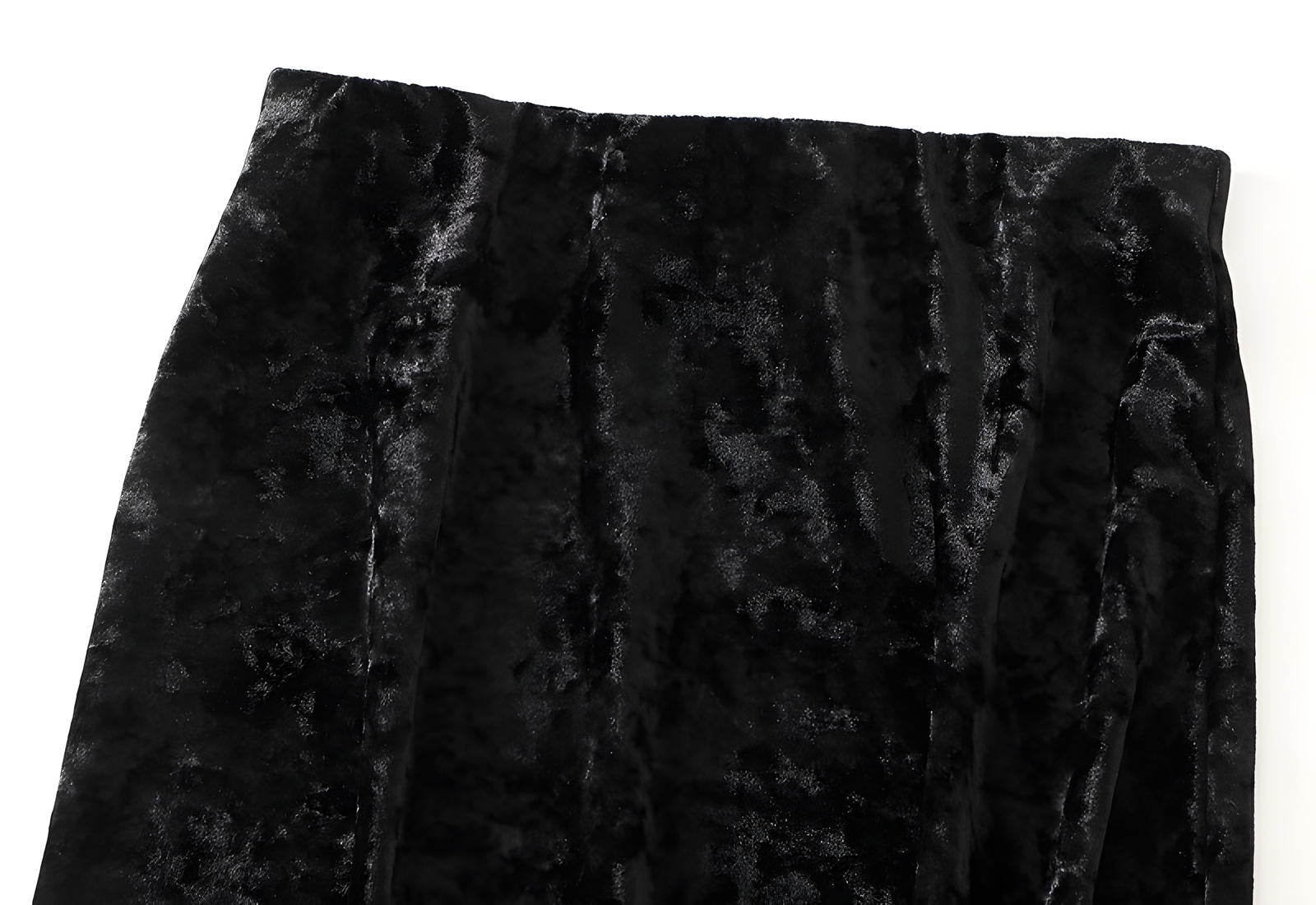 Luxury Velvet Mermaid Style Black Skirt - 0517_BLA
