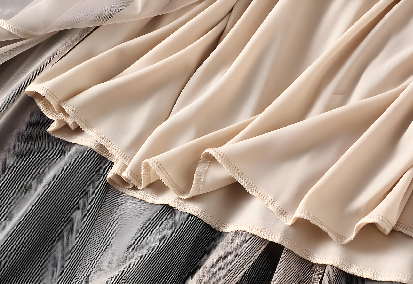 Mesh Gauze Japanese Style A Line Bow Skirt - 0883_BROWN