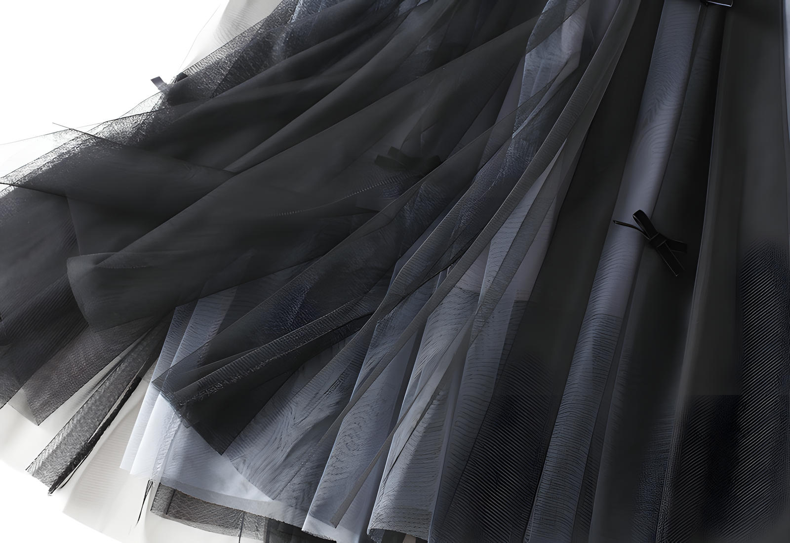 Mesh Gauze Japanese Style A Line Bow Skirt - 0883_GREY