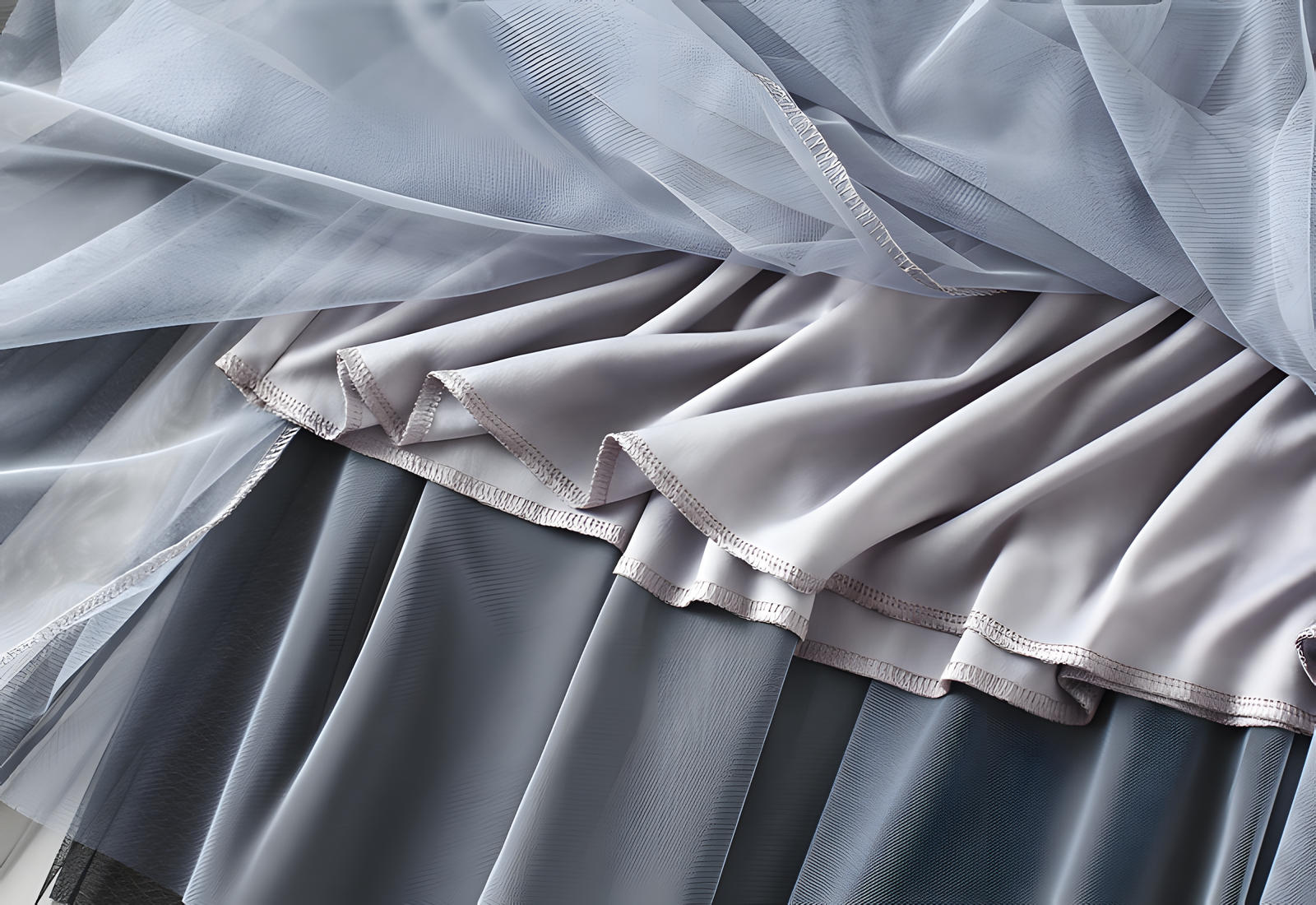 Mesh Gauze Japanese Style A Line Bow Skirt - 0883_GREY