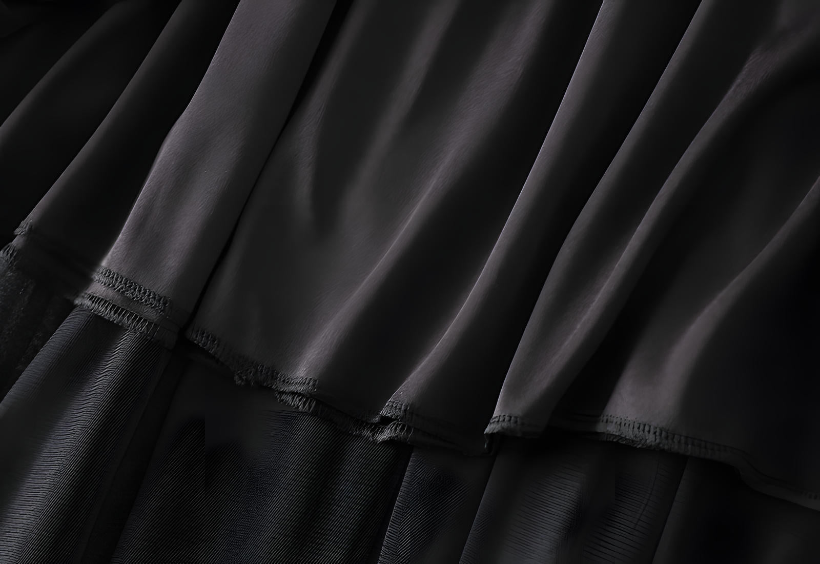 Mesh Gauze Japanese Style A Line Bow Skirt - 0883_BLACK