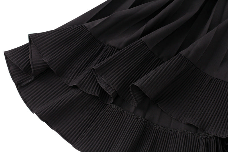 Black Ruffled High-Low Maxi Skirt