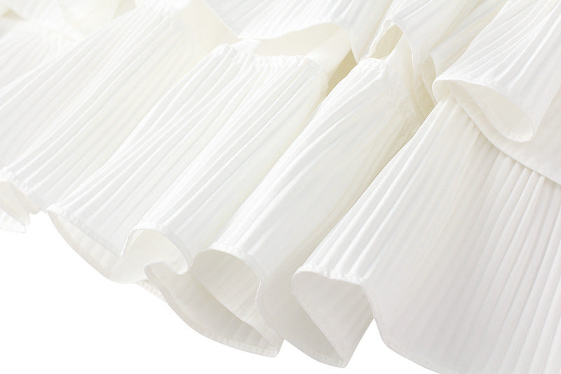 White Ruffled High-Low Maxi Skirt