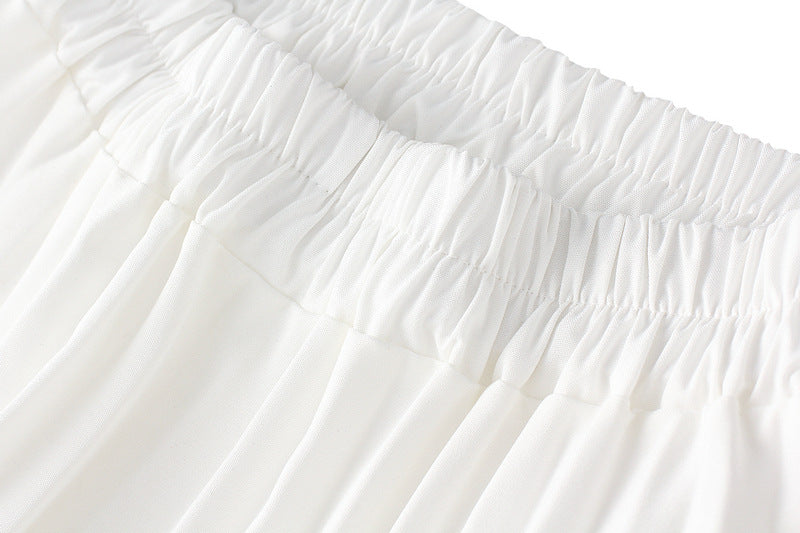White Ruffled High-Low Maxi Skirt