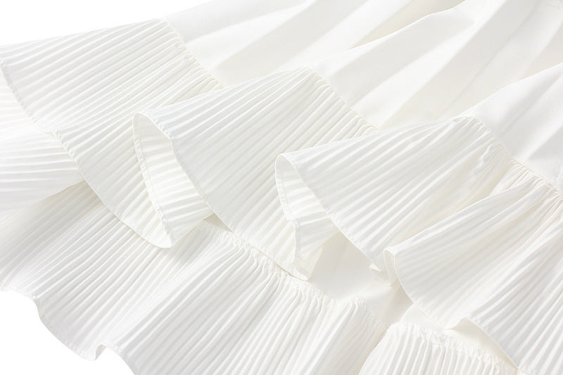 White Ruffled High-Low Maxi Skirt