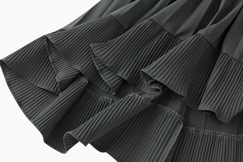 Dark Gray Ruffled High-Low Maxi Skirt