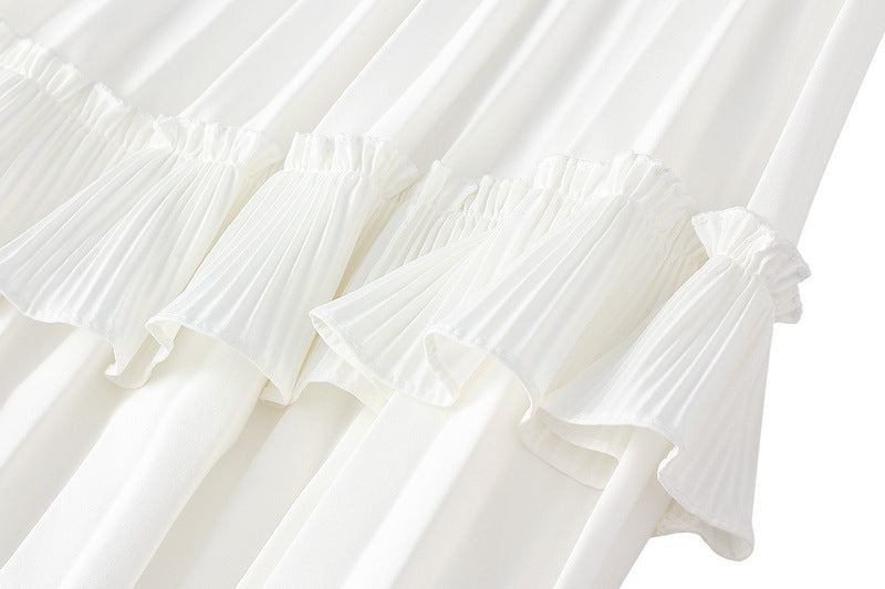 White Ruffled High-Low Maxi Skirt