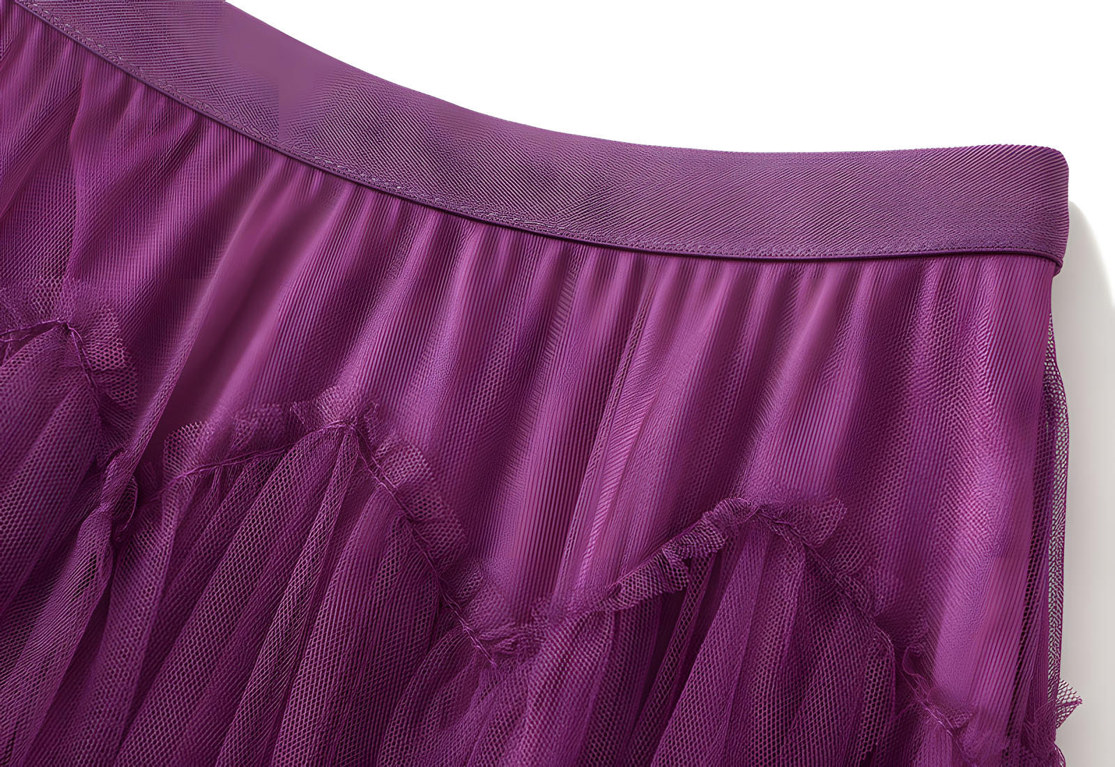 Multitier Layered Mesh Skirt With Pearl Embellishment - 1220_PUR