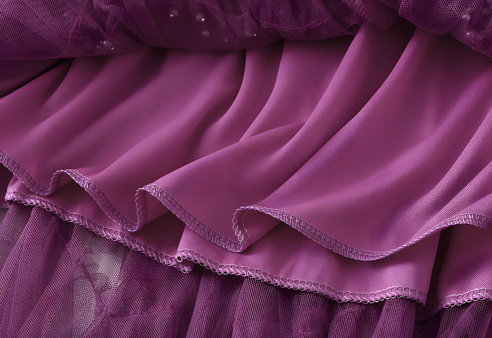 Multitier Layered Mesh Skirt With Pearl Embellishment - 1220_PUR