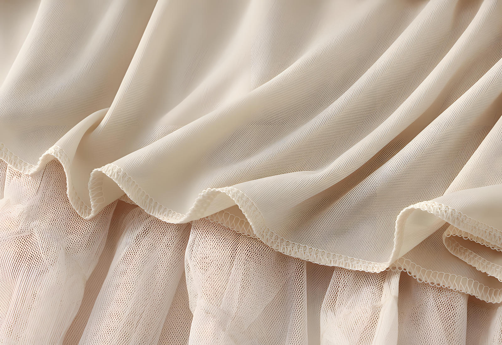 Multitier Layered Mesh Skirt With Pearl Embellishment - 1220_APR