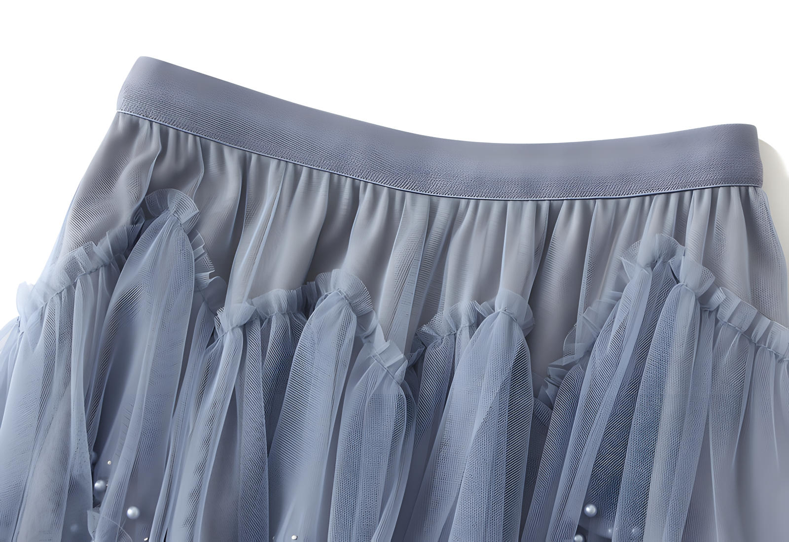 Multitier Layered Mesh Skirt With Pearl Embellishment - 1220_SLA
