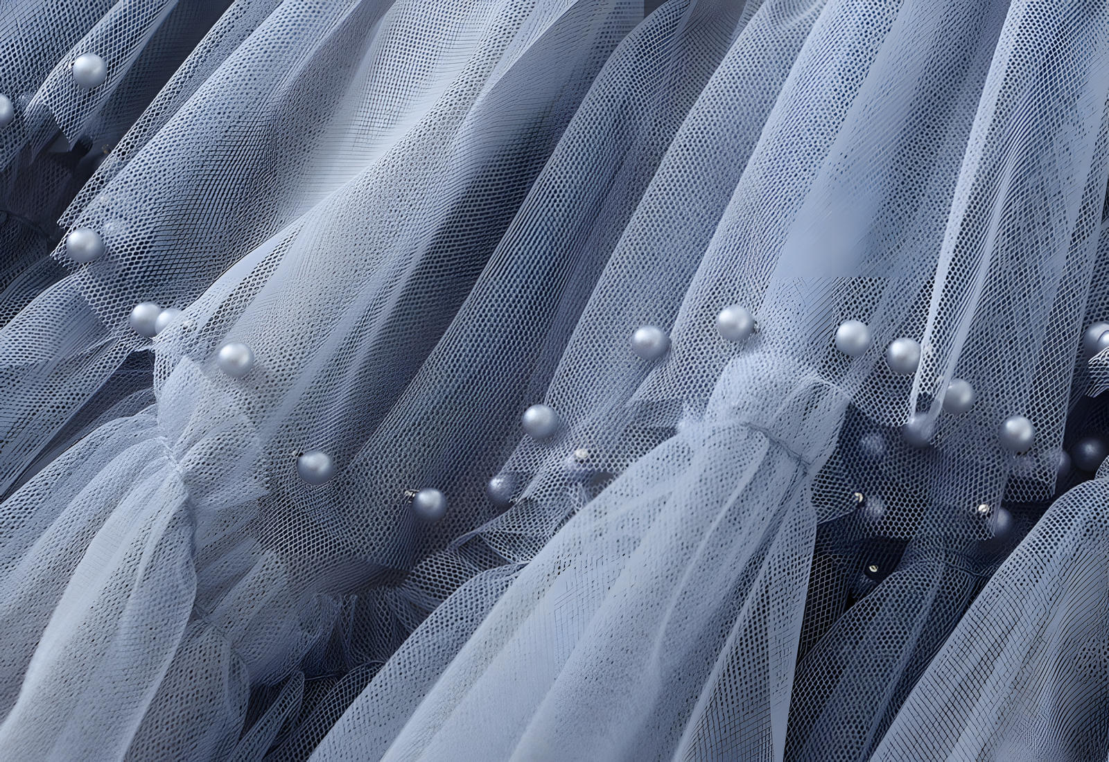 Multitier Layered Mesh Skirt With Pearl Embellishment - 1220_SLA