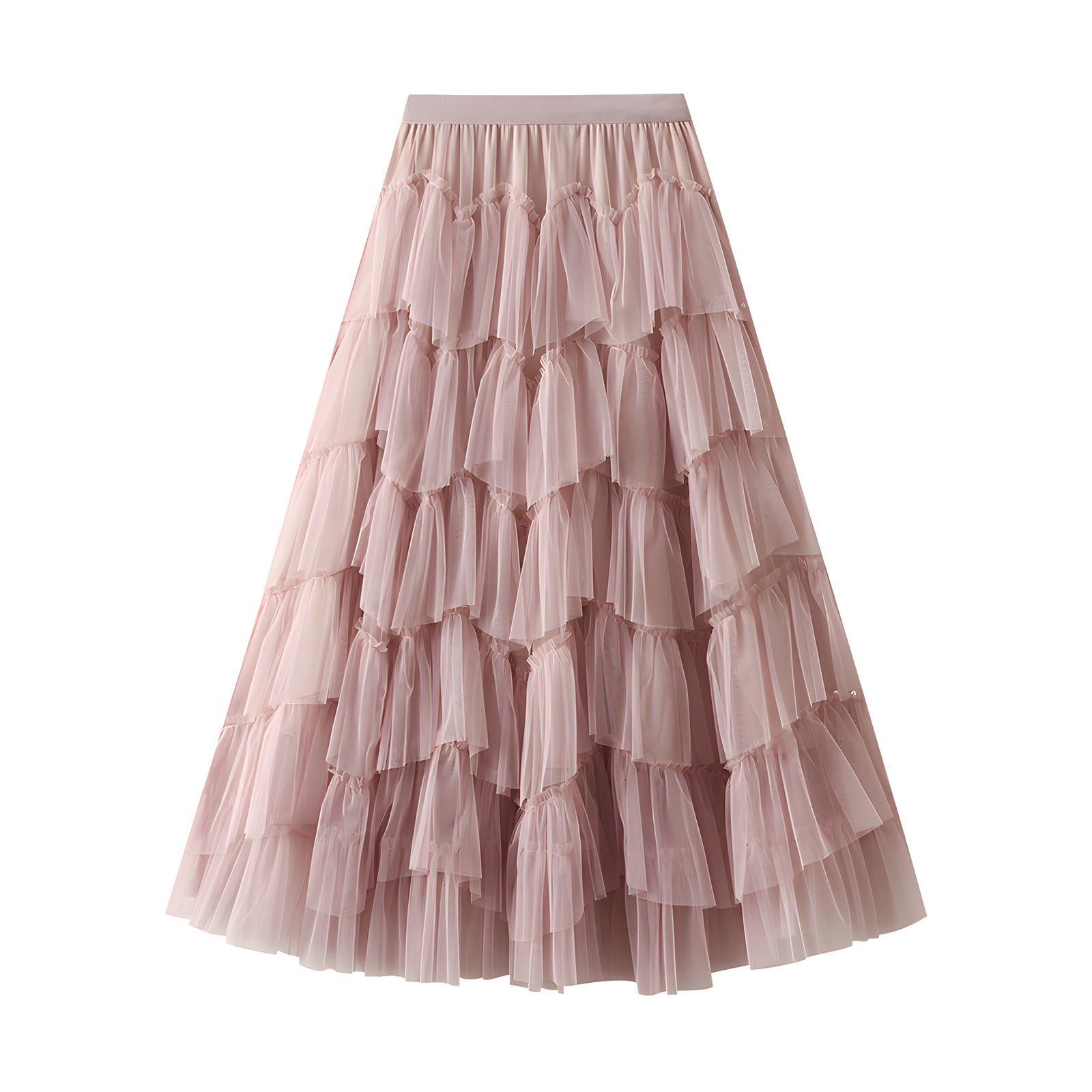 Multitier Layered Mesh Skirt With Pearl Embellishment - 1220_PIN