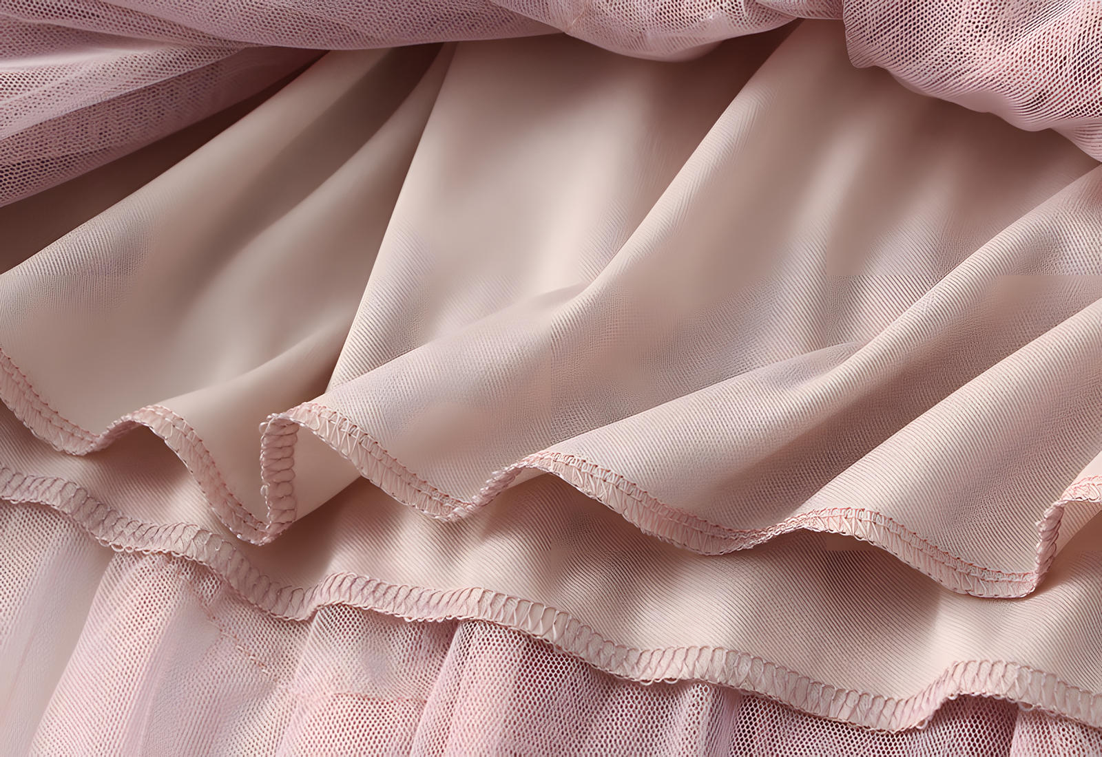 Multitier Layered Mesh Skirt With Pearl Embellishment - 1220_PIN