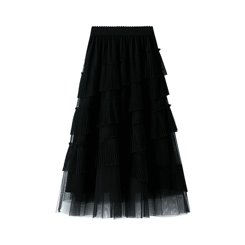 Black Layered Ruffle Tulle Skirt