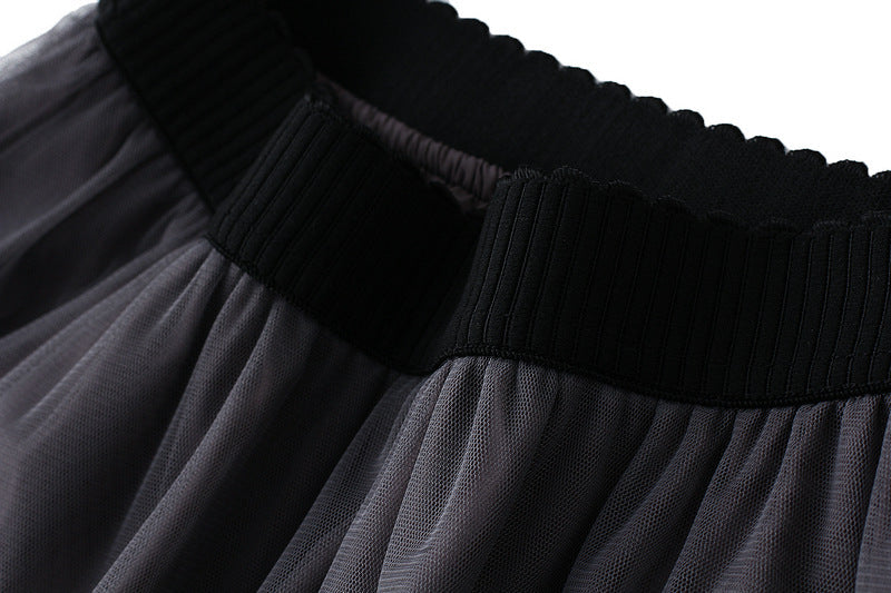 Grey Layered Ruffle Tulle Skirt
