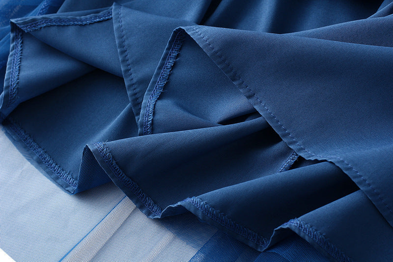 Blue Layered Ruffle Tulle Skirt