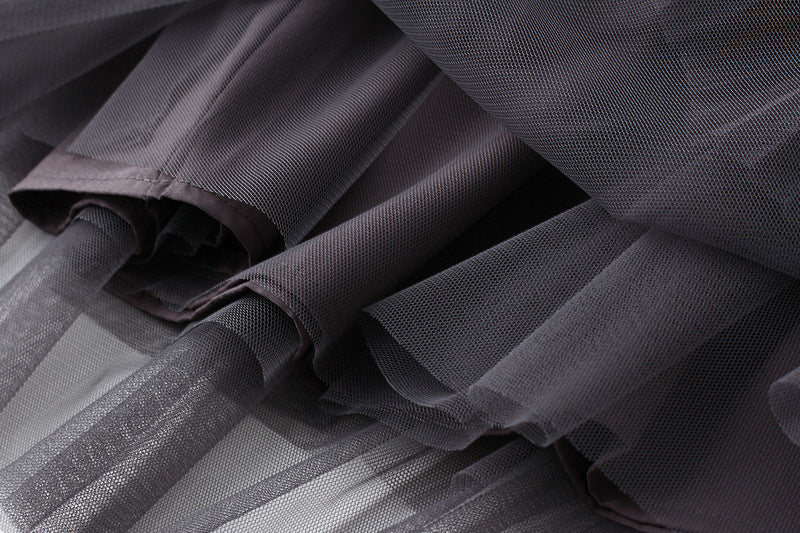 Grey Layered Ruffle Tulle Skirt