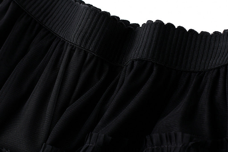 Black Layered Ruffle Tulle Skirt