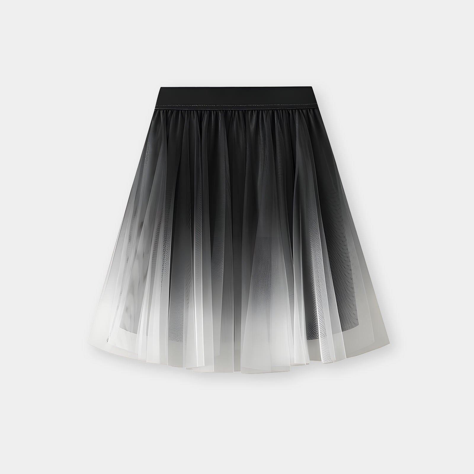 Mesh Multilayer Gradient Short Skirt With Satin Lining - 1365_GREY