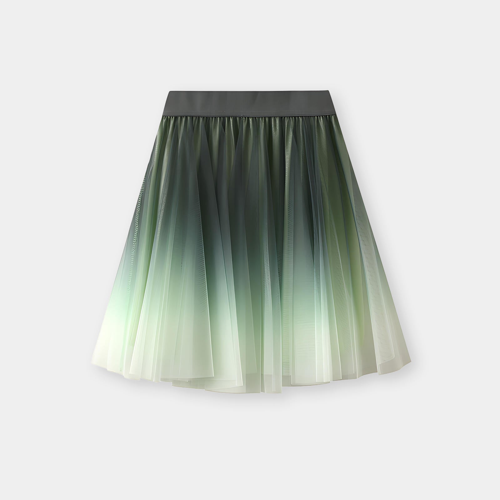Mesh Multilayer Gradient Short Skirt With Satin Lining - 1365_GREEN