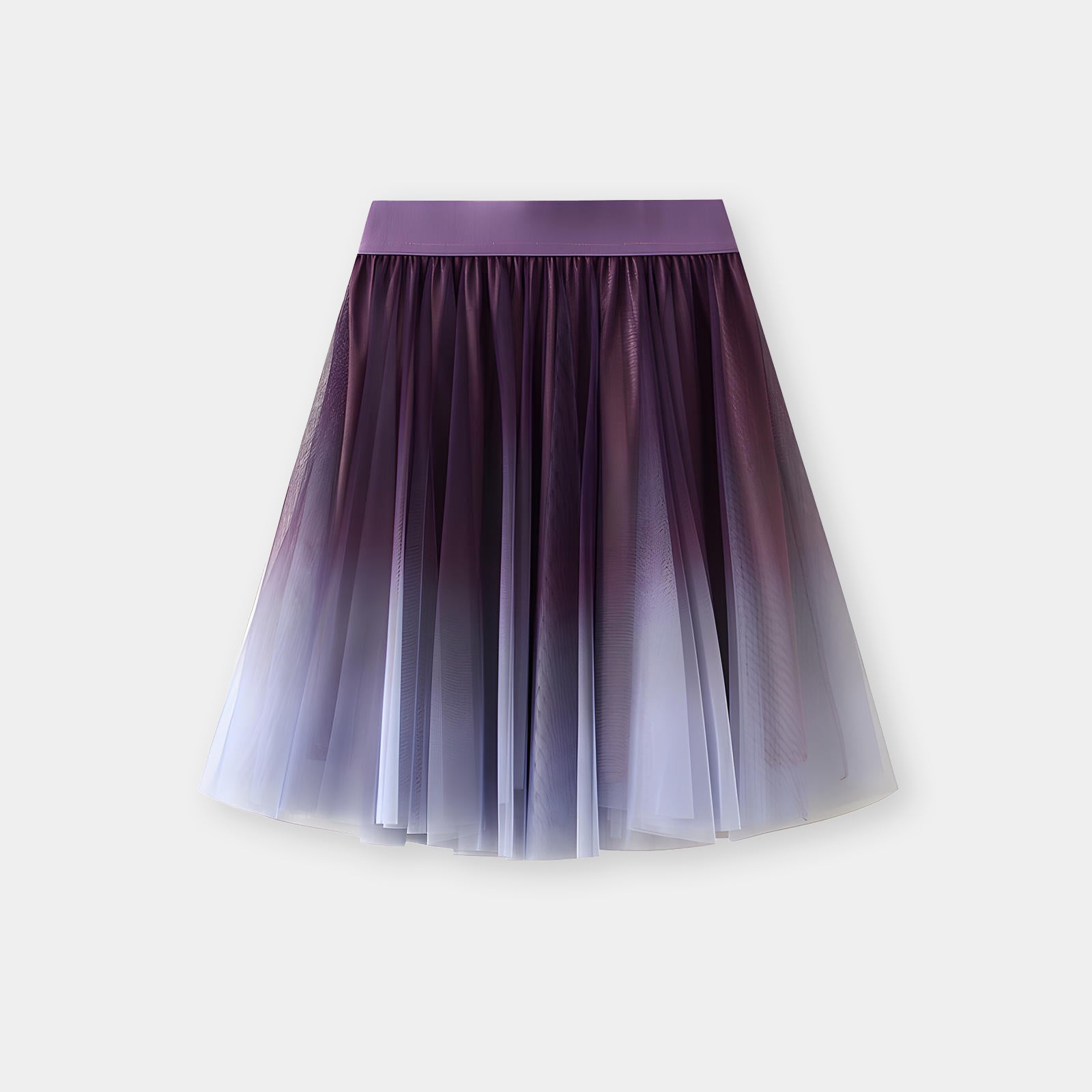 Mesh Multilayer Gradient Short Skirt With Satin Lining - 1365_PURPLE
