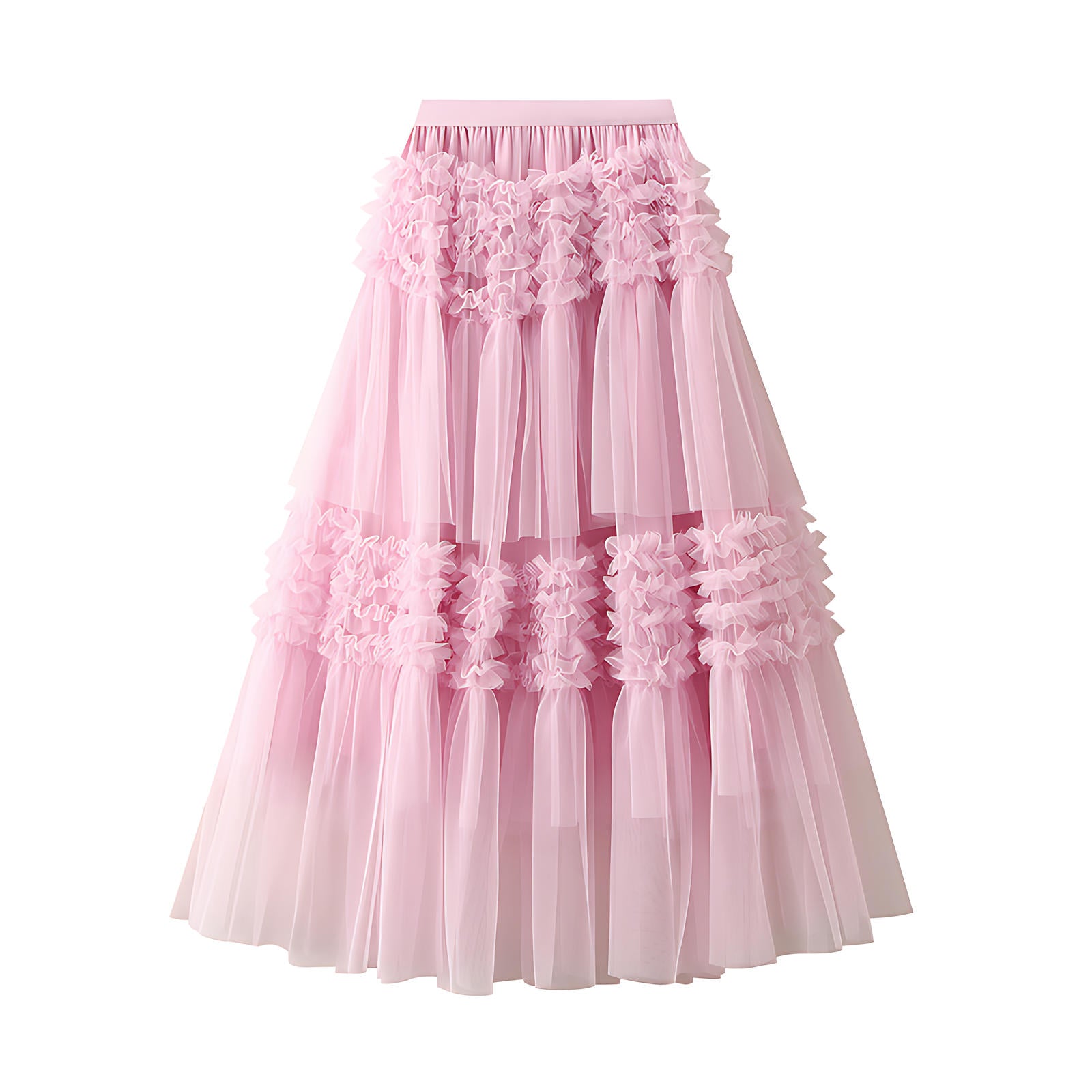 Whimsical Charm Layered Mesh Skirt - 1511_PINK