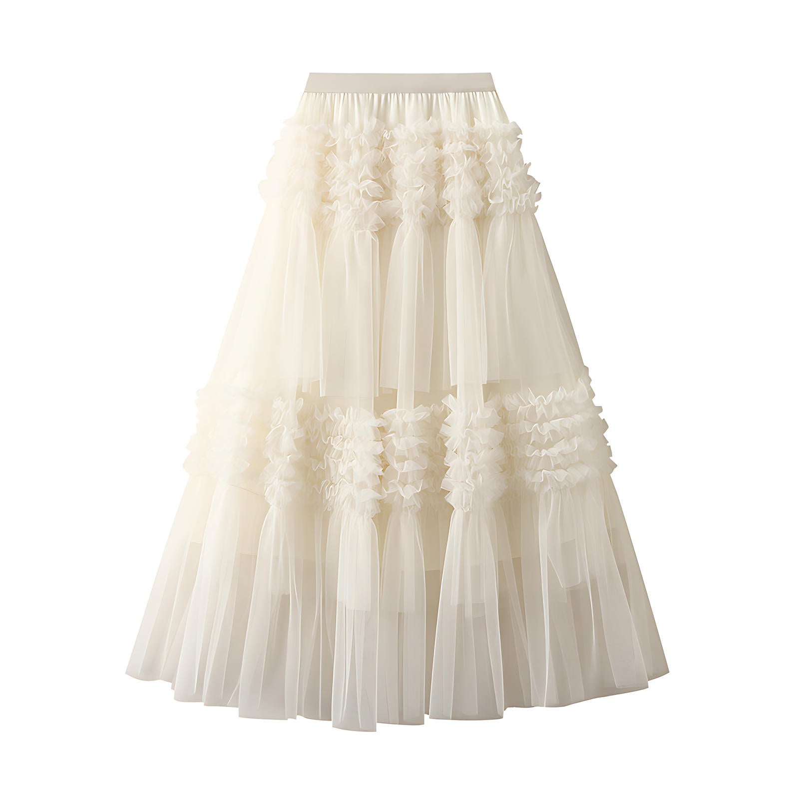 Whimsical Charm Layered Mesh Skirt - 1511_APRICOT