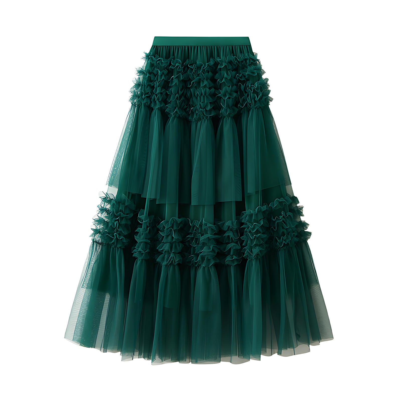 Whimsical Charm Layered Mesh Skirt - 1511_GREEN