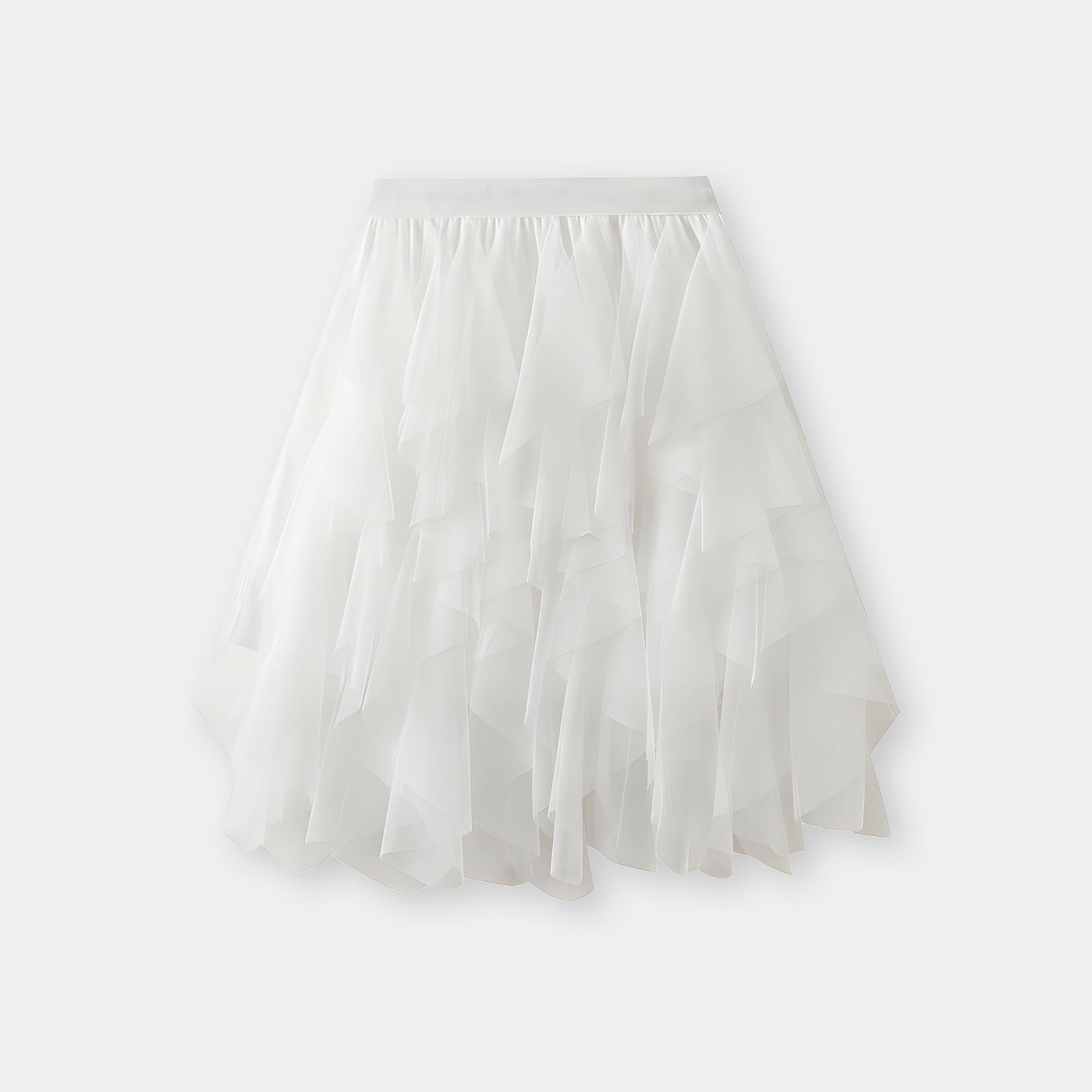 Mesh Gauze Vertical Ripples Short Skirt With Satin Lining - 1682_GREY