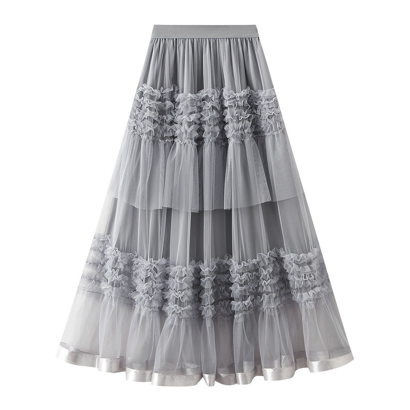 Elegant Ruffled Tulle Skirt