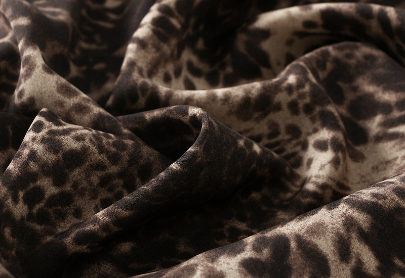 Satin Leopard Print Bias Cut Skirt