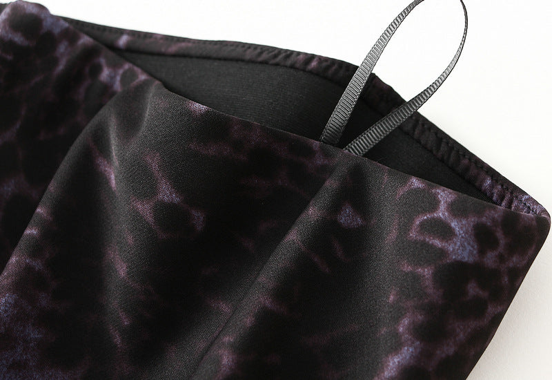 Satin Leopard Print Bias Cut Skirt