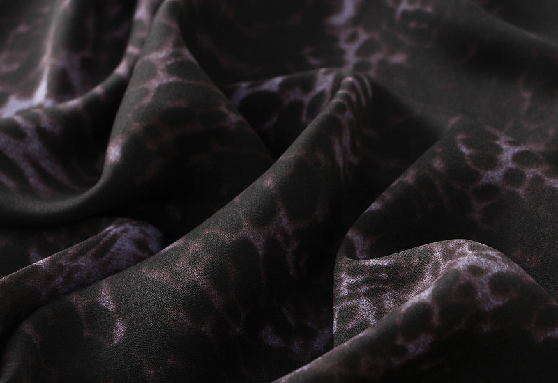 Satin Leopard Print Bias Cut Skirt