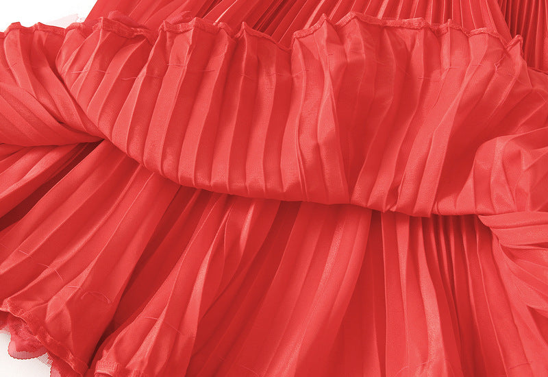 Floral Applique Pleated Skirt