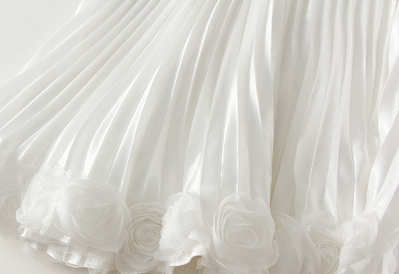 Floral Applique Pleated Skirt