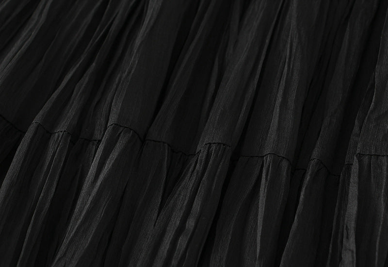 Pastel Multilayer Smocking Skirt in Black