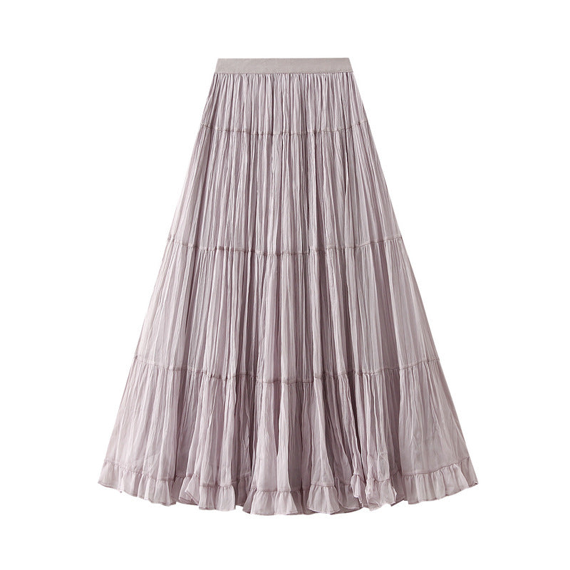 Pastel Multilayer Smocking Skirt in Light Purple