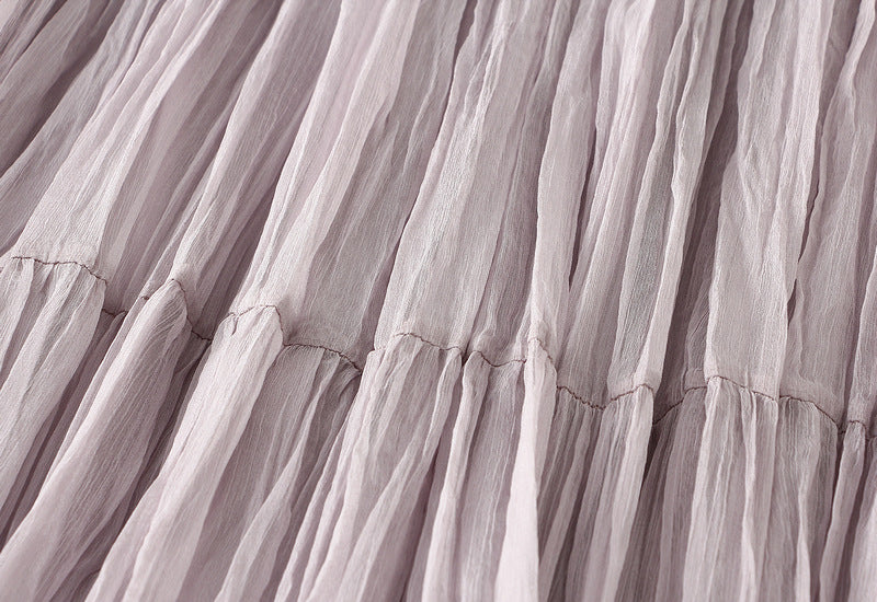 Pastel Multilayer Smocking Skirt in Light Purple
