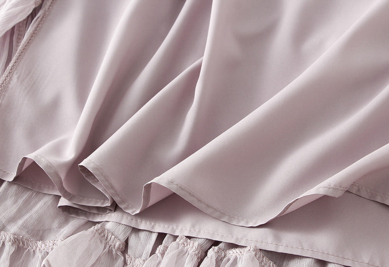 Pastel Multilayer Smocking Skirt in Light Purple