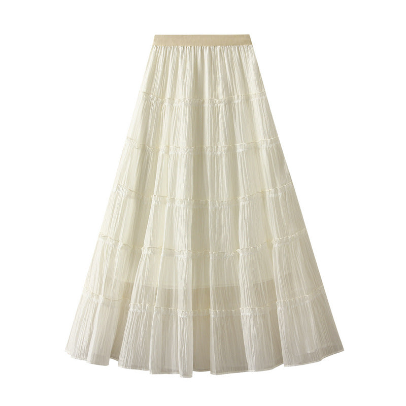 Tiered Maxi Tulle Skirt in Apricot