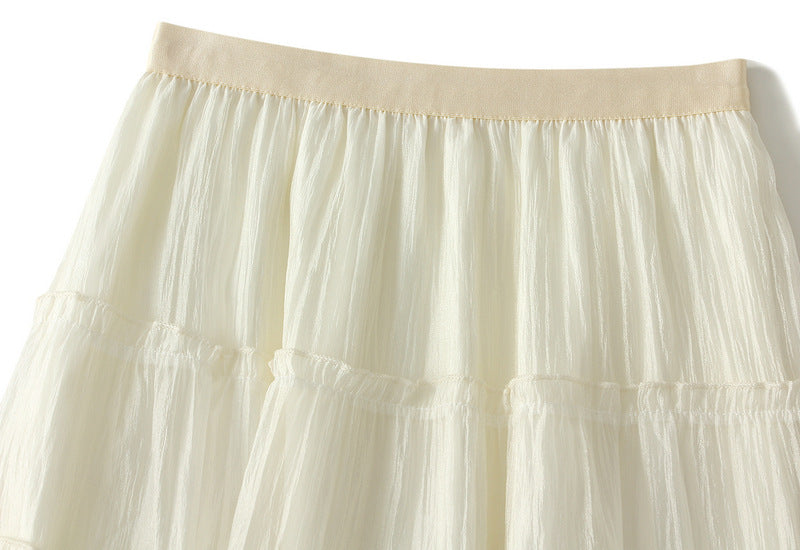 Tiered Maxi Tulle Skirt in Apricot