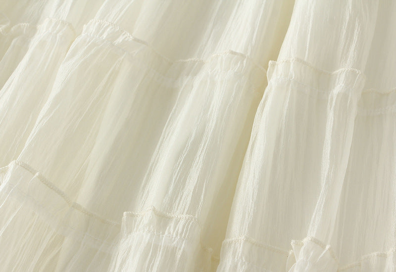 Tiered Maxi Tulle Skirt in Apricot