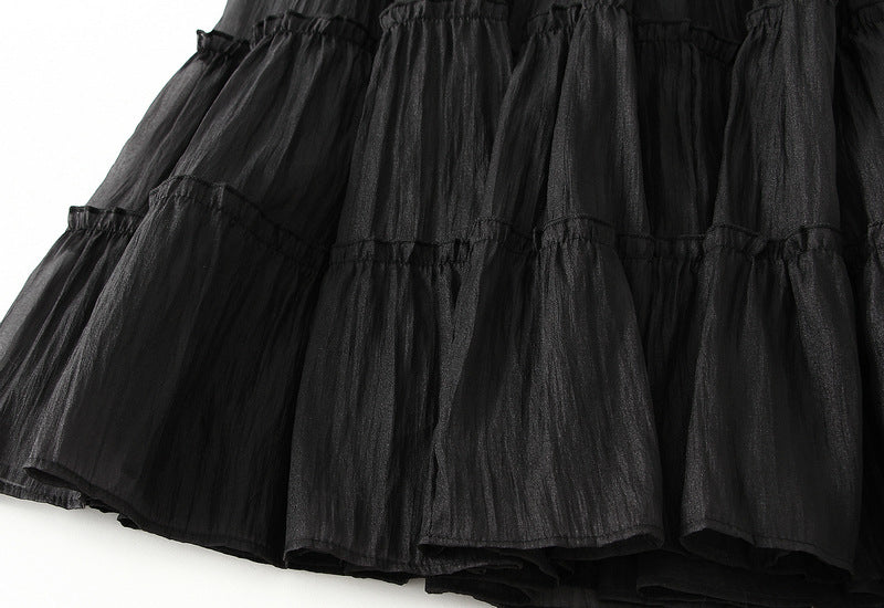 Tiered Maxi Tulle Skirt in Black