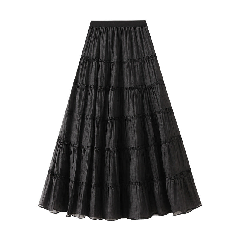 Tiered Maxi Tulle Skirt in Black