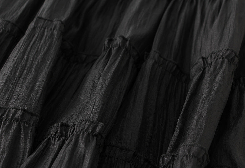 Tiered Maxi Tulle Skirt in Black