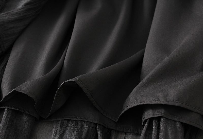 Tiered Maxi Tulle Skirt in Black
