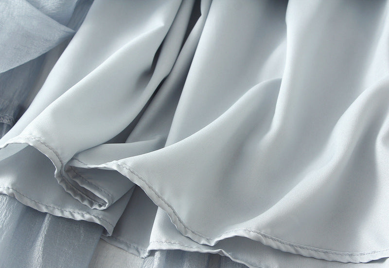 Tiered Maxi Tulle Skirt in Light Blue